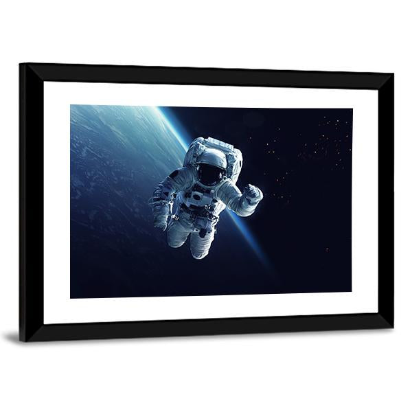 Astronaut In Space Panoramic Canvas Wall Art-1 Piece-36" x 12"-Tiaracle