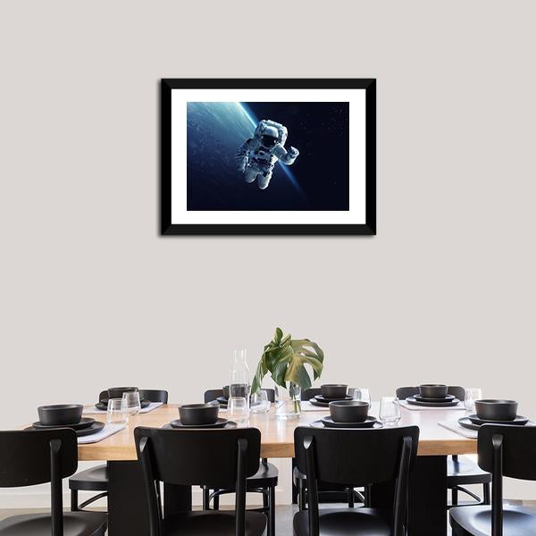 Astronaut In Space Panoramic Canvas Wall Art-1 Piece-36" x 12"-Tiaracle