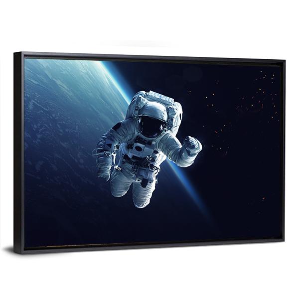 Astronaut In Space Panoramic Canvas Wall Art-1 Piece-36" x 12"-Tiaracle