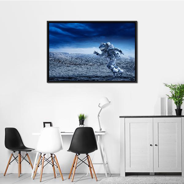 Astronaut In Space Suit Canvas Wall Art-1 Piece-Floating Frame-24" x 16"-Tiaracle
