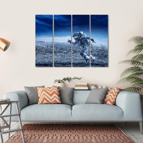 Astronaut In Space Suit Canvas Wall Art-4 Horizontal-Gallery Wrap-34" x 24"-Tiaracle