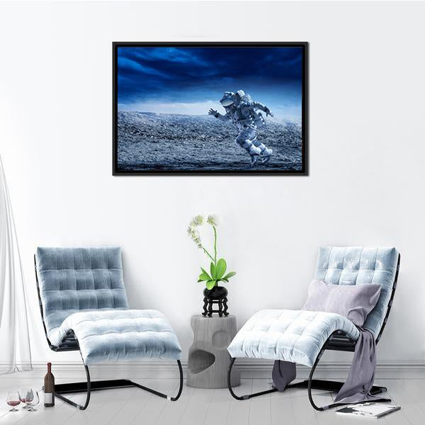 Astronaut In Space Suit Canvas Wall Art-5 Horizontal-Gallery Wrap-22" x 12"-Tiaracle