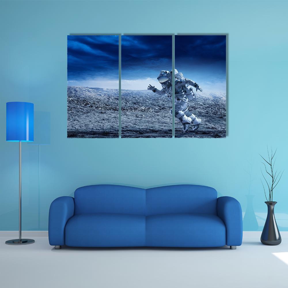 Astronaut In Space Suit Canvas Wall Art-3 Horizontal-Gallery Wrap-37" x 24"-Tiaracle