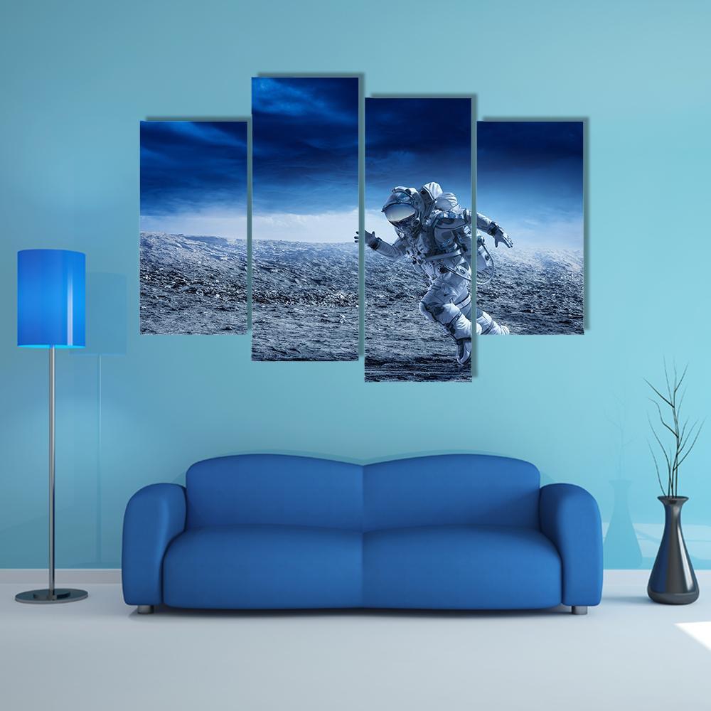 Astronaut In Space Suit Canvas Wall Art-4 Pop-Gallery Wrap-50" x 32"-Tiaracle