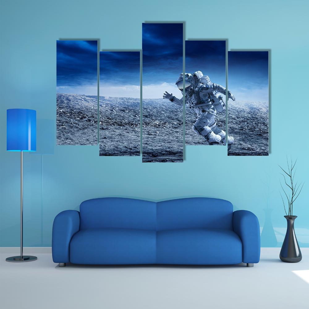 Astronaut In Space Suit Canvas Wall Art-5 Pop-Gallery Wrap-47" x 32"-Tiaracle