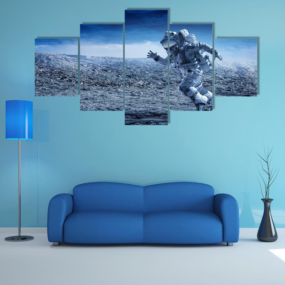Astronaut In Space Suit Canvas Wall Art-5 Star-Gallery Wrap-62" x 32"-Tiaracle