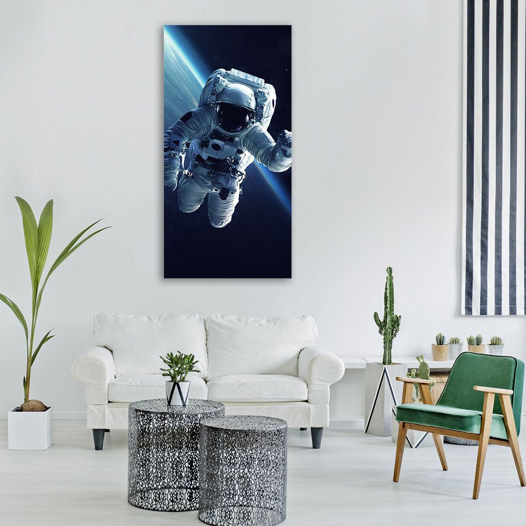 Astronaut In Space Vertical Canvas Wall Art-1 Vertical-Gallery Wrap-12" x 24"-Tiaracle