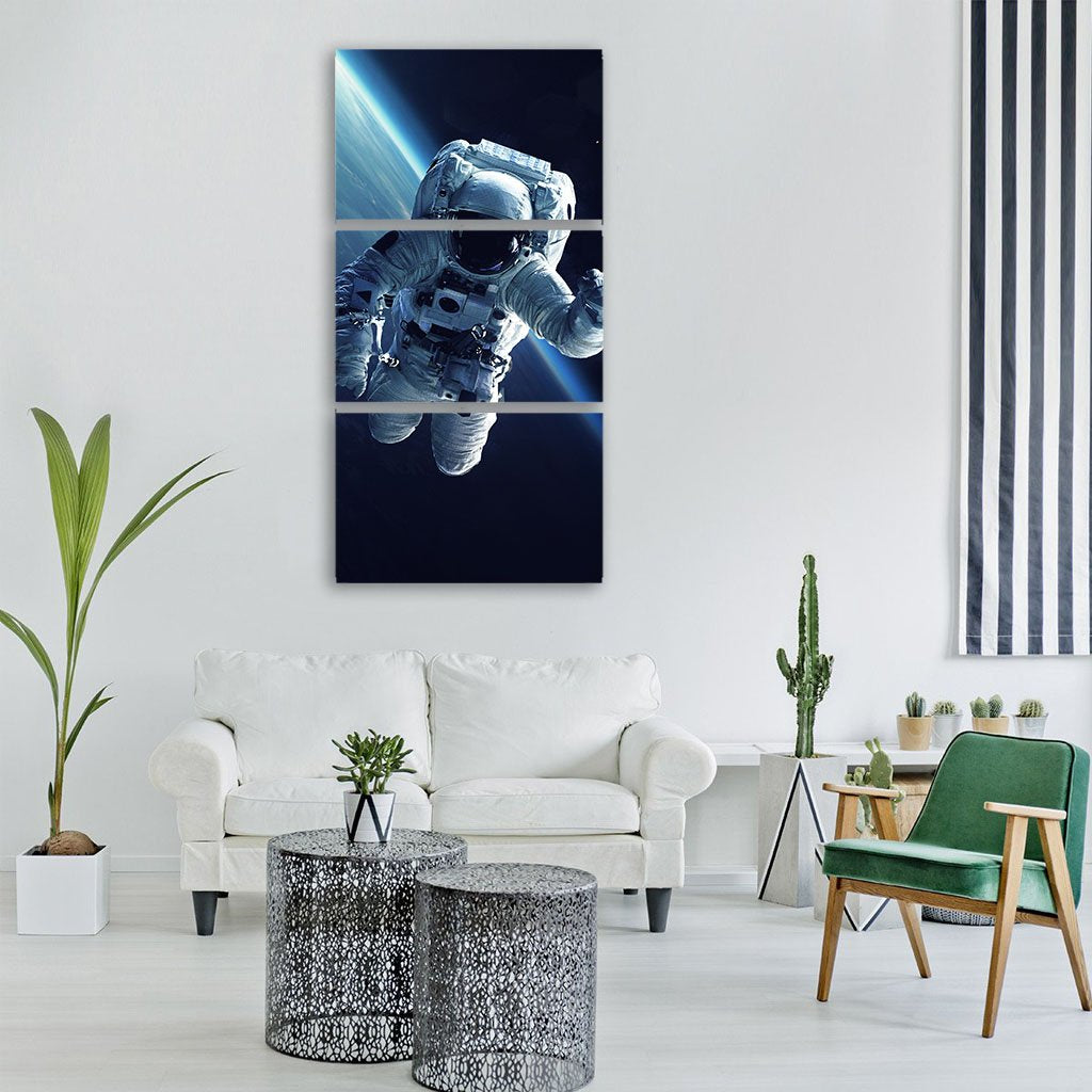 Astronaut In Space Vertical Canvas Wall Art-3 Vertical-Gallery Wrap-12" x 25"-Tiaracle