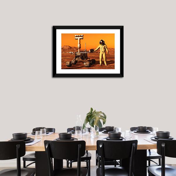 Astronaut & Mars Rover Canvas Wall Art-5 Horizontal-Gallery Wrap-22" x 12"-Tiaracle