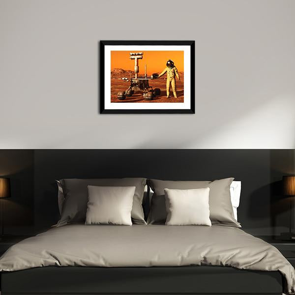 Astronaut & Mars Rover Canvas Wall Art-5 Horizontal-Gallery Wrap-22" x 12"-Tiaracle