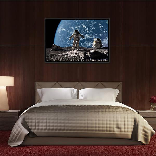 Astronaut On Asteroid Panoramic Canvas Wall Art-1 Piece-36" x 12"-Tiaracle