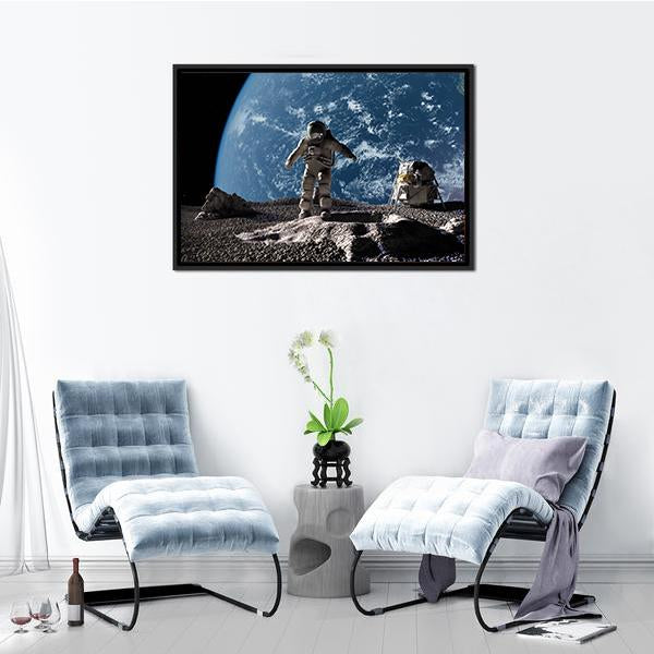 Astronaut On Asteroid Panoramic Canvas Wall Art-1 Piece-36" x 12"-Tiaracle