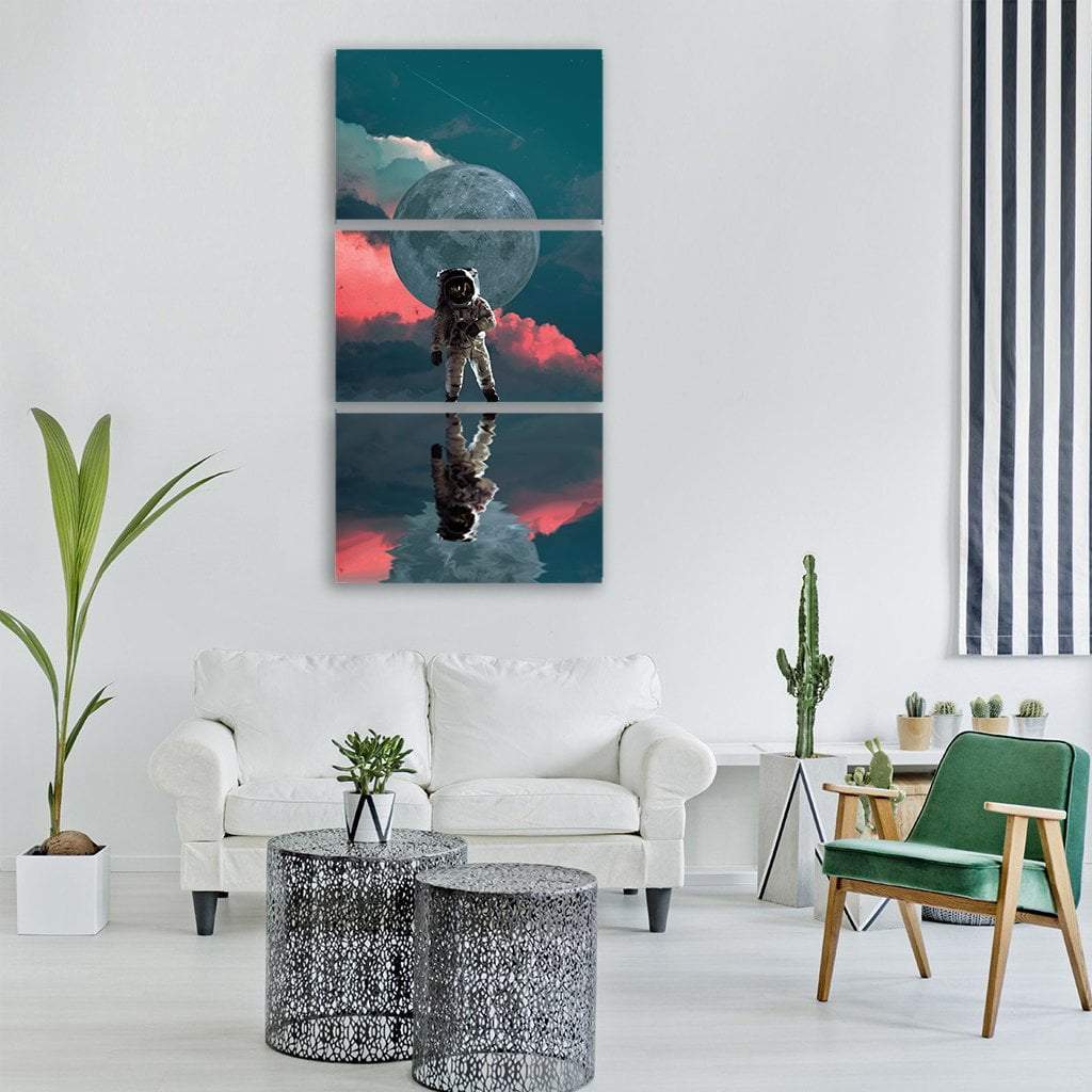 Astronaut On The Moon Space Vertical Canvas Wall Art-1 Vertical-Gallery Wrap-12" x 24"-Tiaracle