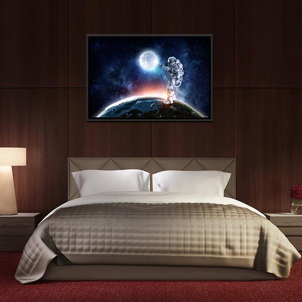 Astronaut On The Planet Panoramic Canvas Wall Art-1 Piece-36" x 12"-Tiaracle