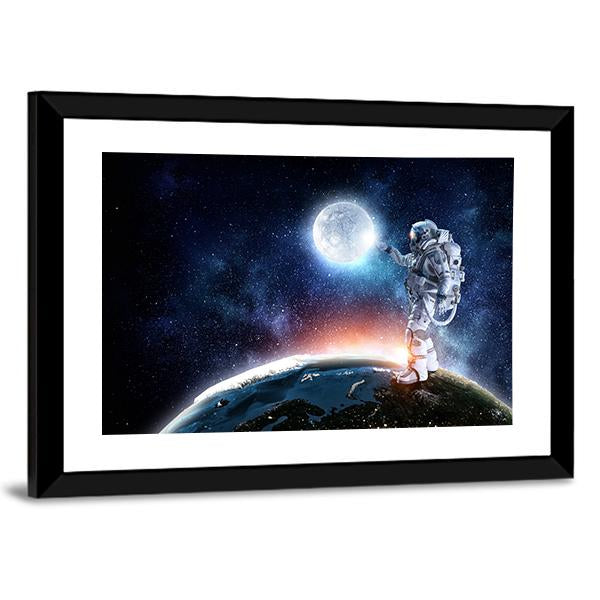 Astronaut On The Planet Panoramic Canvas Wall Art-1 Piece-36" x 12"-Tiaracle