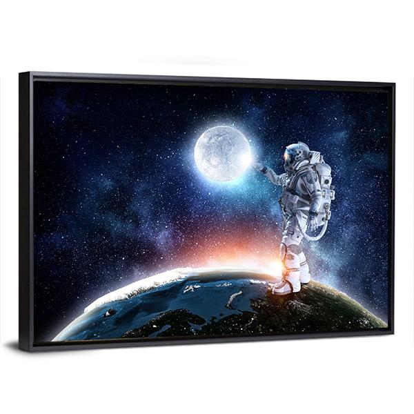 Astronaut On The Planet Panoramic Canvas Wall Art-1 Piece-36" x 12"-Tiaracle