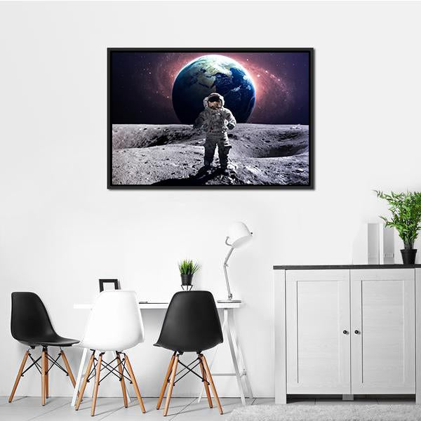Astronaut Spacewalk Canvas Wall Art-1 Piece-Floating Frame-24" x 16"-Tiaracle