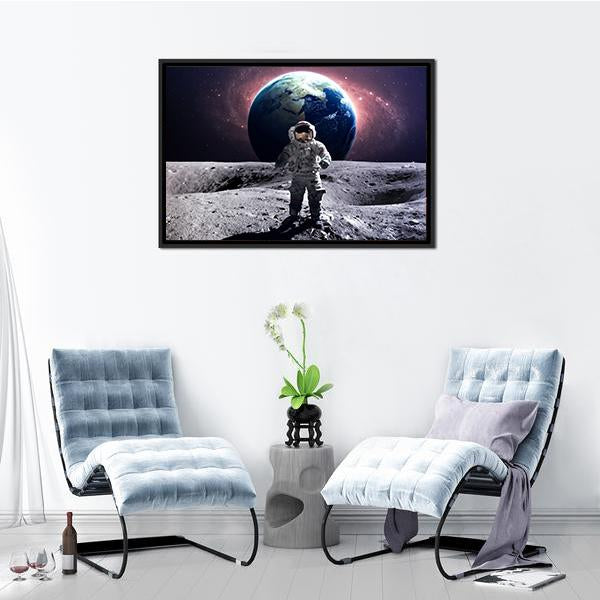 Astronaut Spacewalk Canvas Wall Art-5 Horizontal-Gallery Wrap-22" x 12"-Tiaracle