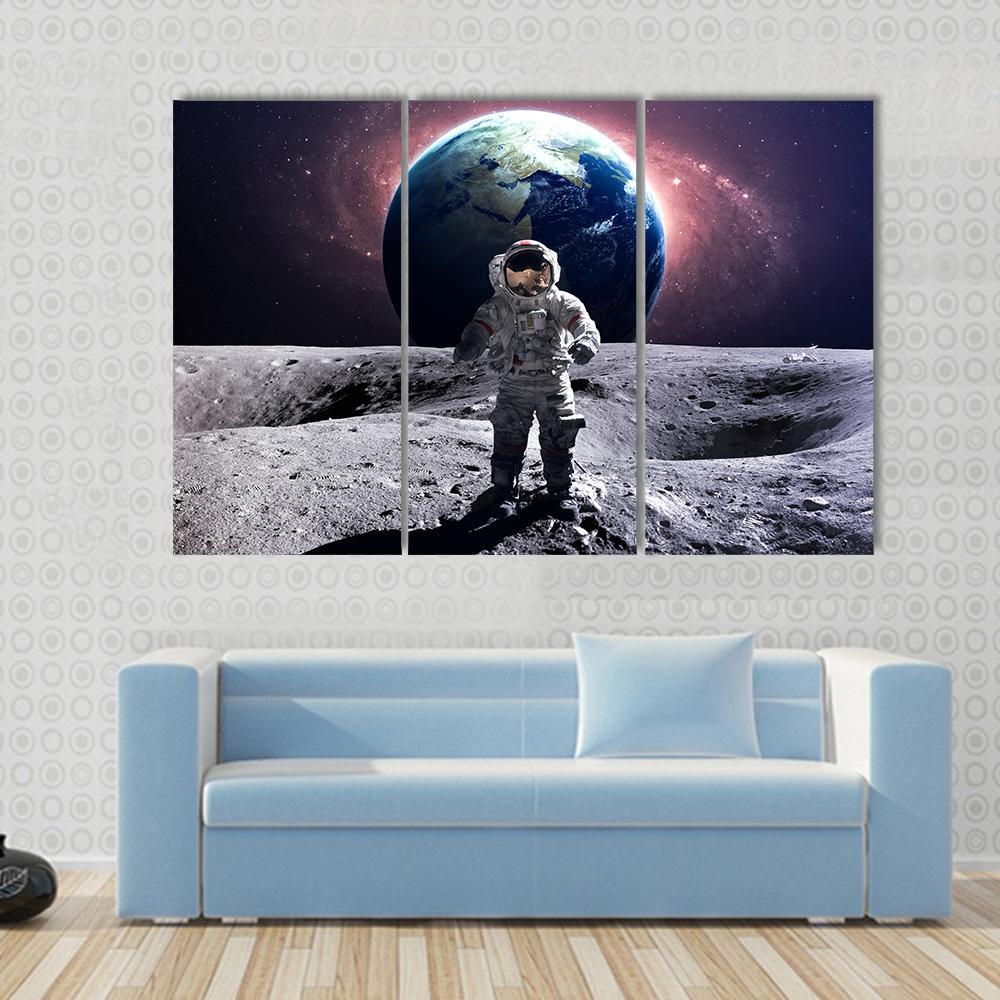 Astronaut Spacewalk Canvas Wall Art-3 Horizontal-Gallery Wrap-37" x 24"-Tiaracle