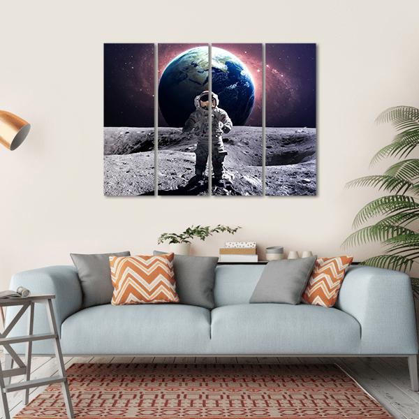 Astronaut Spacewalk Canvas Wall Art-4 Horizontal-Gallery Wrap-34" x 24"-Tiaracle