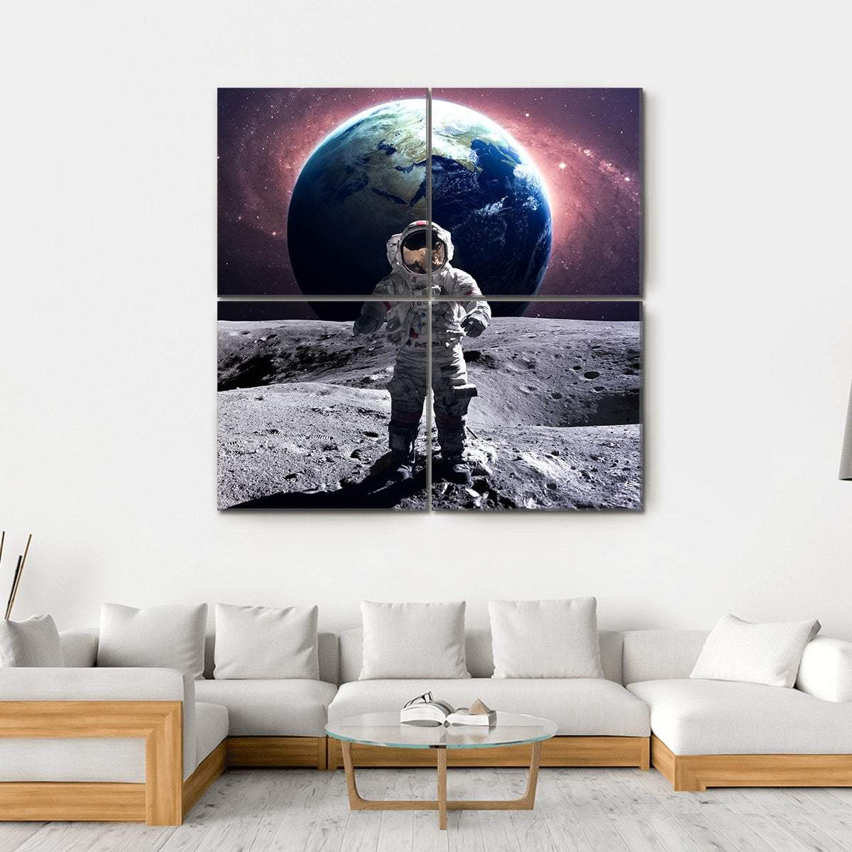 Astronaut Spacewalk Canvas Wall Art-4 Square-Gallery Wrap-17" x 17"-Tiaracle