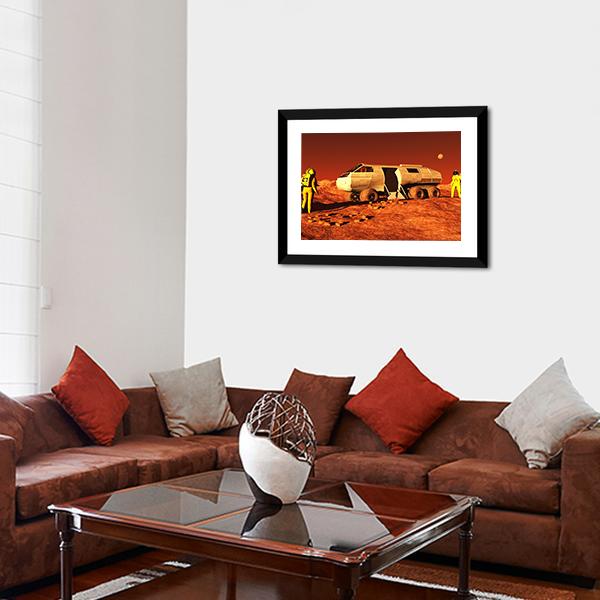 Astronauts & Mars Rover Panoramic Canvas Wall Art-1 Piece-36" x 12"-Tiaracle