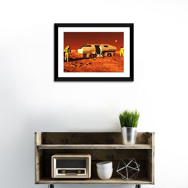 Astronauts & Mars Rover Panoramic Canvas Wall Art-1 Piece-36" x 12"-Tiaracle
