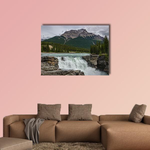 Athabasca Falls In Jasper National Park Canvas Wall Art-1 Piece-Gallery Wrap-48" x 32"-Tiaracle