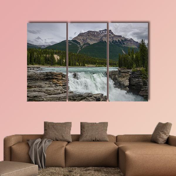 Athabasca Falls In Jasper National Park Canvas Wall Art-3 Horizontal-Gallery Wrap-37" x 24"-Tiaracle