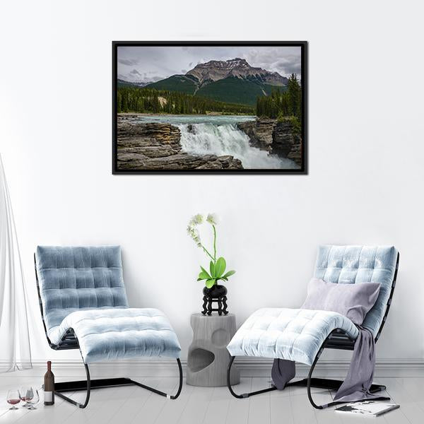 Athabasca Falls In Jasper National Park Canvas Wall Art-3 Horizontal-Gallery Wrap-25" x 16"-Tiaracle