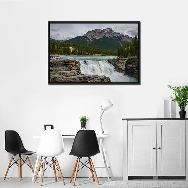 Athabasca Falls In Jasper National Park Canvas Wall Art-3 Horizontal-Gallery Wrap-25" x 16"-Tiaracle