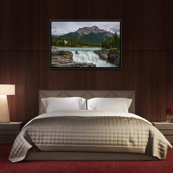 Athabasca Falls In Jasper National Park Canvas Wall Art-3 Horizontal-Gallery Wrap-25" x 16"-Tiaracle