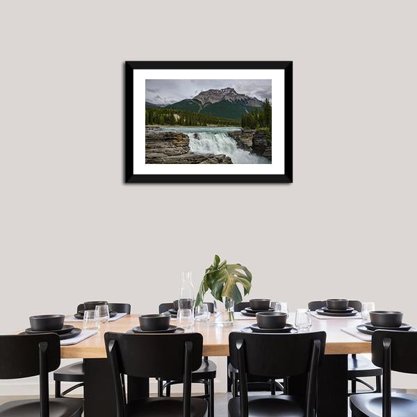 Athabasca Falls In Jasper National Park Canvas Wall Art-3 Horizontal-Gallery Wrap-25" x 16"-Tiaracle