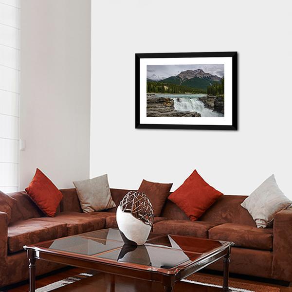 Athabasca Falls In Jasper National Park Canvas Wall Art-3 Horizontal-Gallery Wrap-25" x 16"-Tiaracle