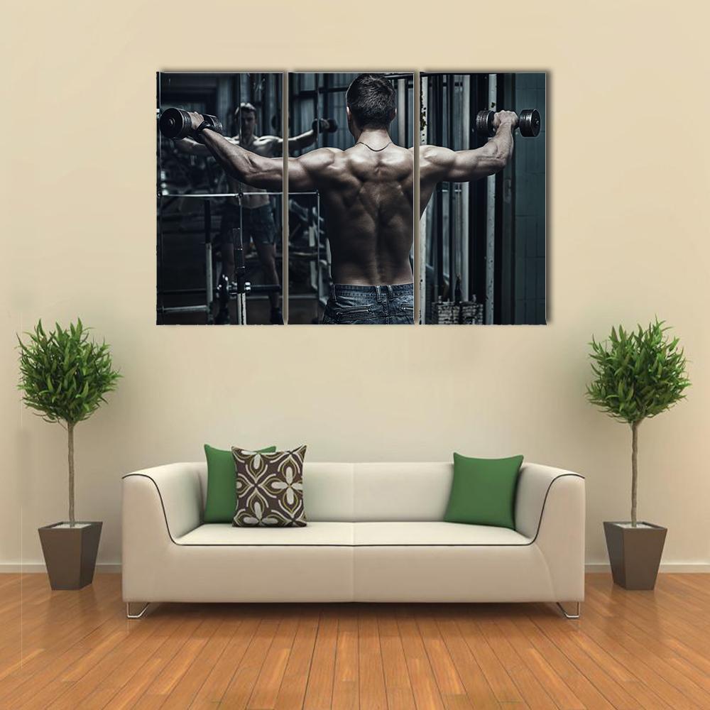 Athlete In Old Rusty Gym Canvas Wall Art-3 Horizontal-Gallery Wrap-25" x 16"-Tiaracle