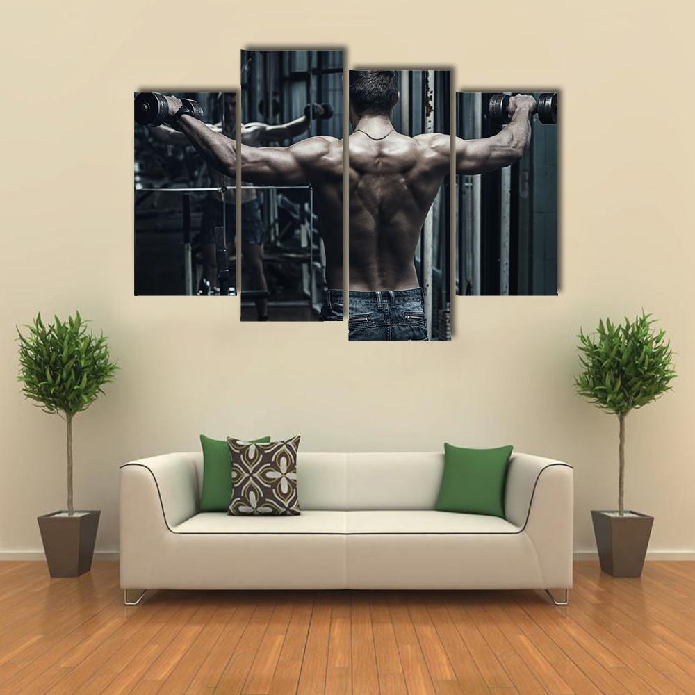 Athlete In Old Rusty Gym Canvas Wall Art-4 Pop-Gallery Wrap-34" x 20"-Tiaracle
