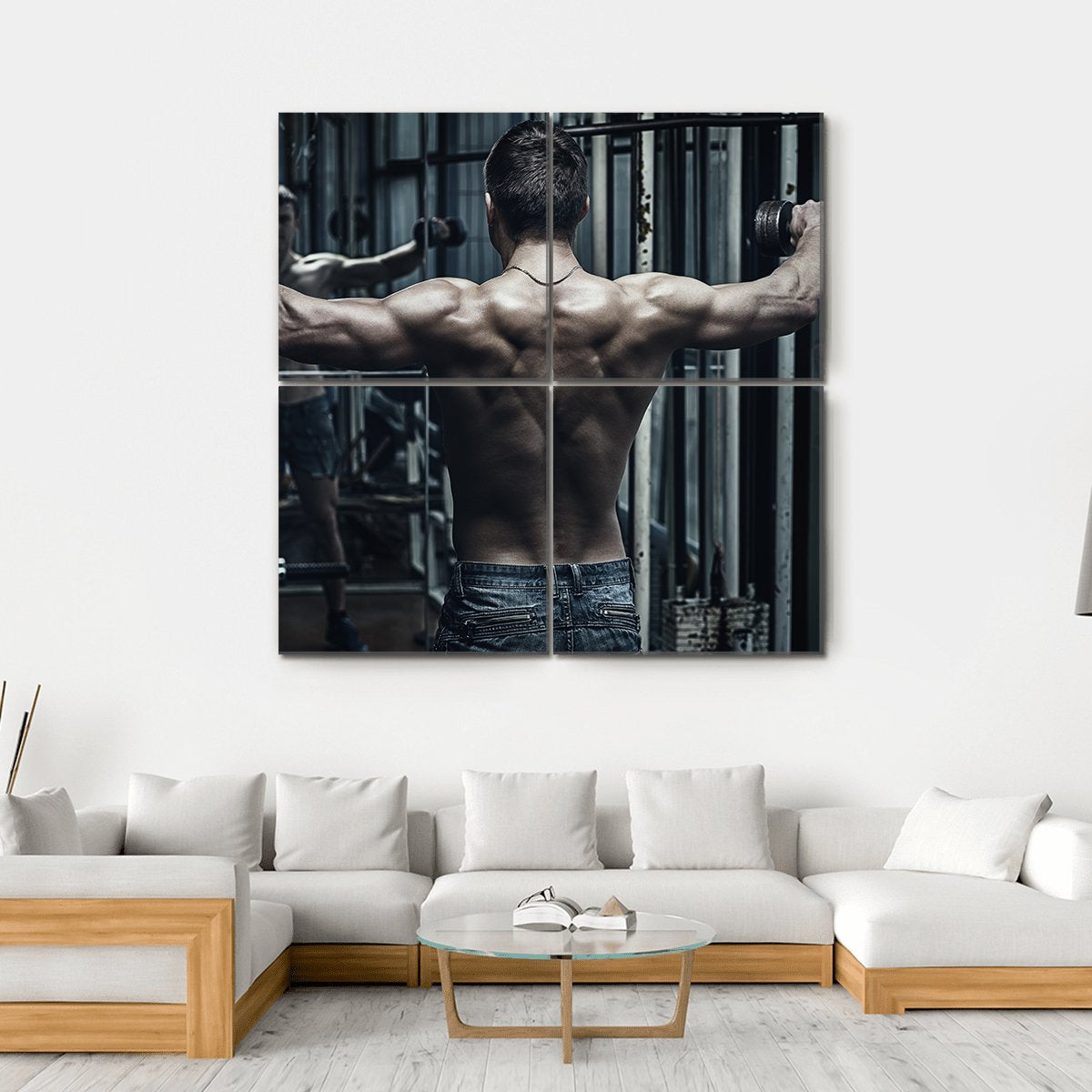 Athlete In Old Rusty Gym Canvas Wall Art-4 Square-Gallery Wrap-17" x 17"-Tiaracle