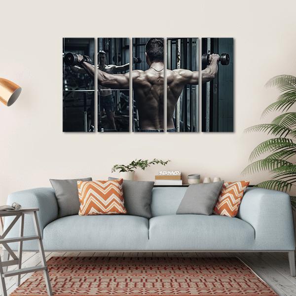 Athlete In Old Rusty Gym Canvas Wall Art-5 Horizontal-Gallery Wrap-22" x 12"-Tiaracle