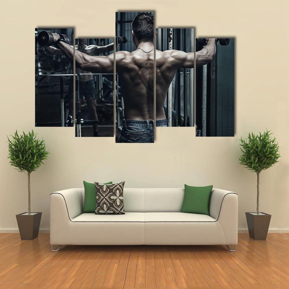 Athlete In Old Rusty Gym Canvas Wall Art-5 Pop-Gallery Wrap-32" x 21"-Tiaracle