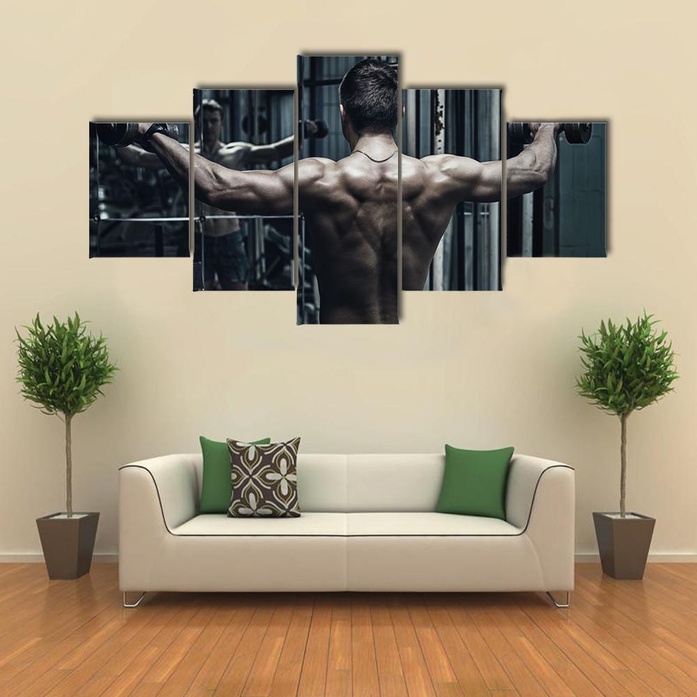 Athlete In Old Rusty Gym Canvas Wall Art-5 Star-Gallery Wrap-42" x 21"-Tiaracle