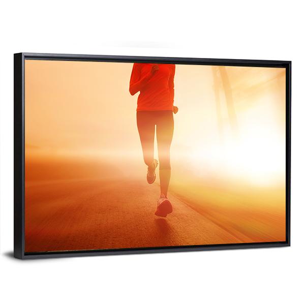 Athlete Running On Road Canvas Wall Art-3 Horizontal-Gallery Wrap-25" x 16"-Tiaracle