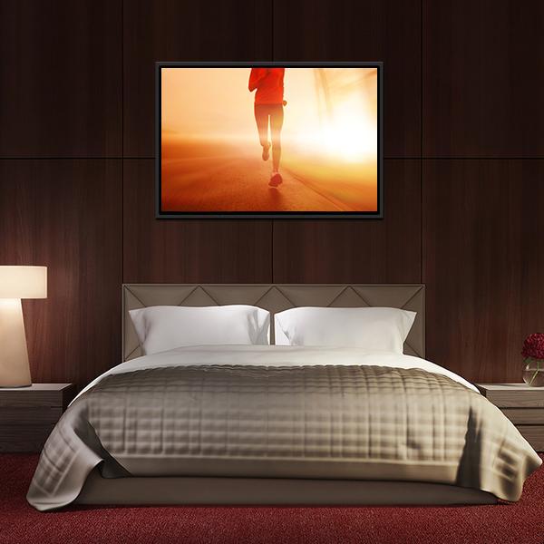 Athlete Running On Road Canvas Wall Art-3 Horizontal-Gallery Wrap-25" x 16"-Tiaracle