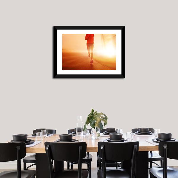 Athlete Running On Road Canvas Wall Art-3 Horizontal-Gallery Wrap-25" x 16"-Tiaracle