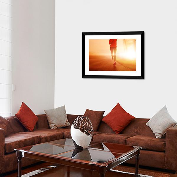 Athlete Running On Road Canvas Wall Art-3 Horizontal-Gallery Wrap-25" x 16"-Tiaracle