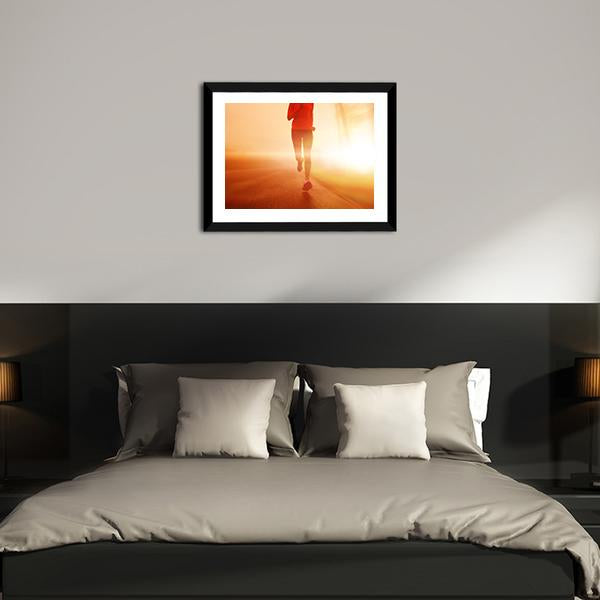 Athlete Running On Road Canvas Wall Art-3 Horizontal-Gallery Wrap-25&quot; x 16&quot;-Tiaracle