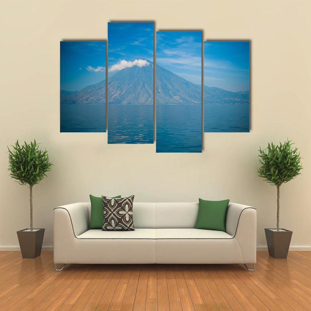 Atitlan Volcano & Lake Canvas Wall Art-5 Star-Gallery Wrap-62" x 32"-Tiaracle