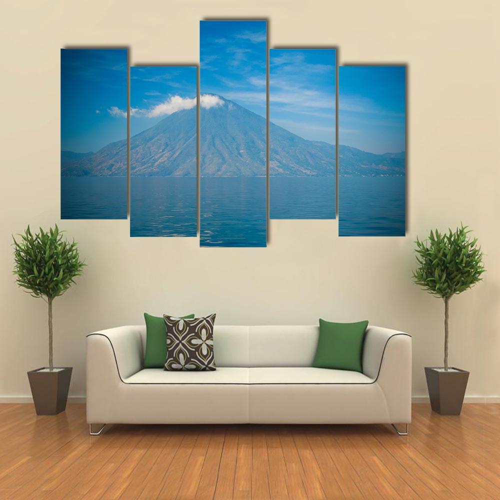 Atitlan Volcano & Lake Canvas Wall Art-5 Pop-Gallery Wrap-47" x 32"-Tiaracle