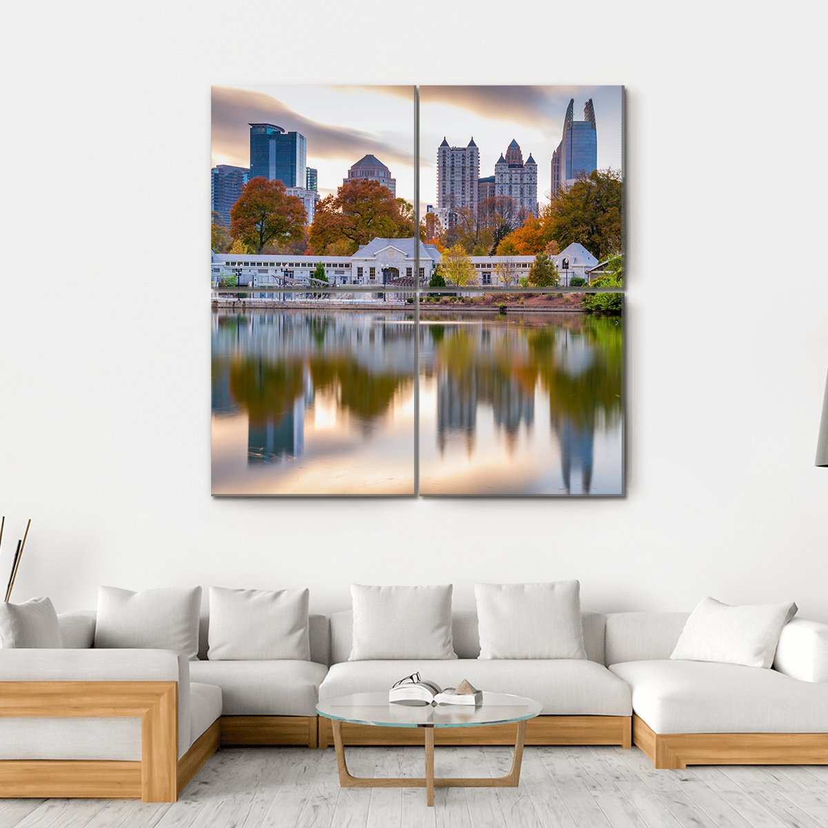 Atlanta Autumn Skyline Canvas Wall Art-4 Square-Gallery Wrap-17" x 17"-Tiaracle