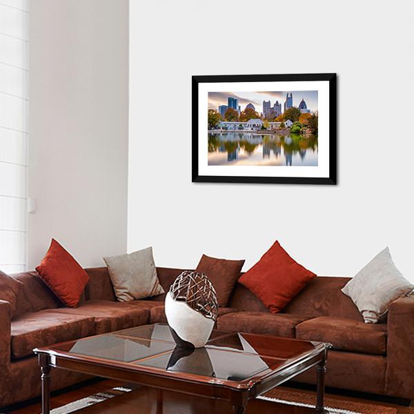 Atlanta Autumn Skyline Canvas Wall Art-5 Horizontal-Gallery Wrap-22" x 12"-Tiaracle