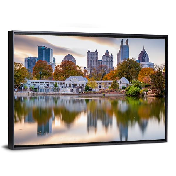 Atlanta Autumn Skyline Canvas Wall Art-3 Horizontal-Gallery Wrap-25" x 16"-Tiaracle
